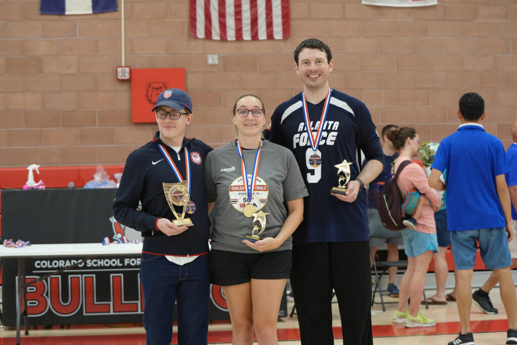 Thomas Rice, Eliana Mason-Young and Calahan Young pose with their individual awards