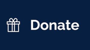 A blue Donate button with a picture of a gift.
