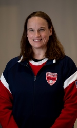 A headshot photo of Lisa Czechowski wearing a red, white and blue USA Goalball jacket.
