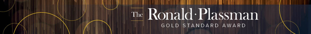 A graphic with the logo for the Ronald Plassman Gold Standard Award